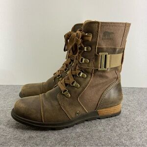 Sorel Brown Leather Major Carley Ankle Combat Boots Women’s Size 8.5